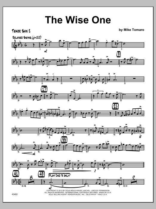 Download Tomaro Wise One, The - Tenor Sax 2 Sheet Music