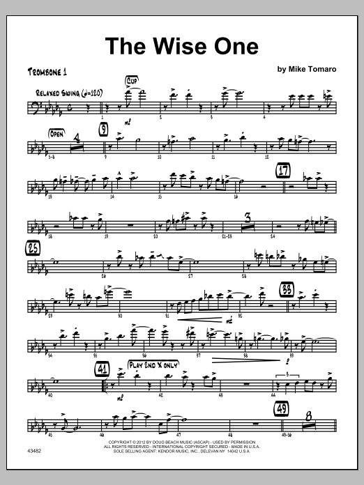 Download Tomaro Wise One, The - Trombone 1 Sheet Music