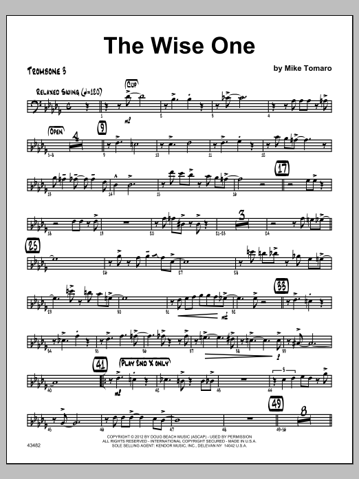 Download Tomaro Wise One, The - Trombone 3 Sheet Music