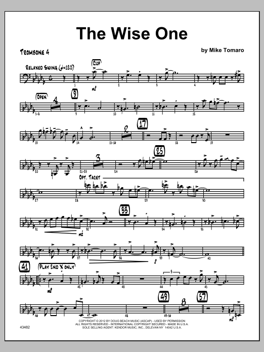 Download Tomaro Wise One, The - Trombone 4 Sheet Music