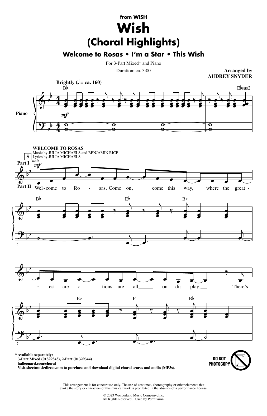 Audrey Snyder Wish (Choral Highlights) sheet music notes printable PDF score