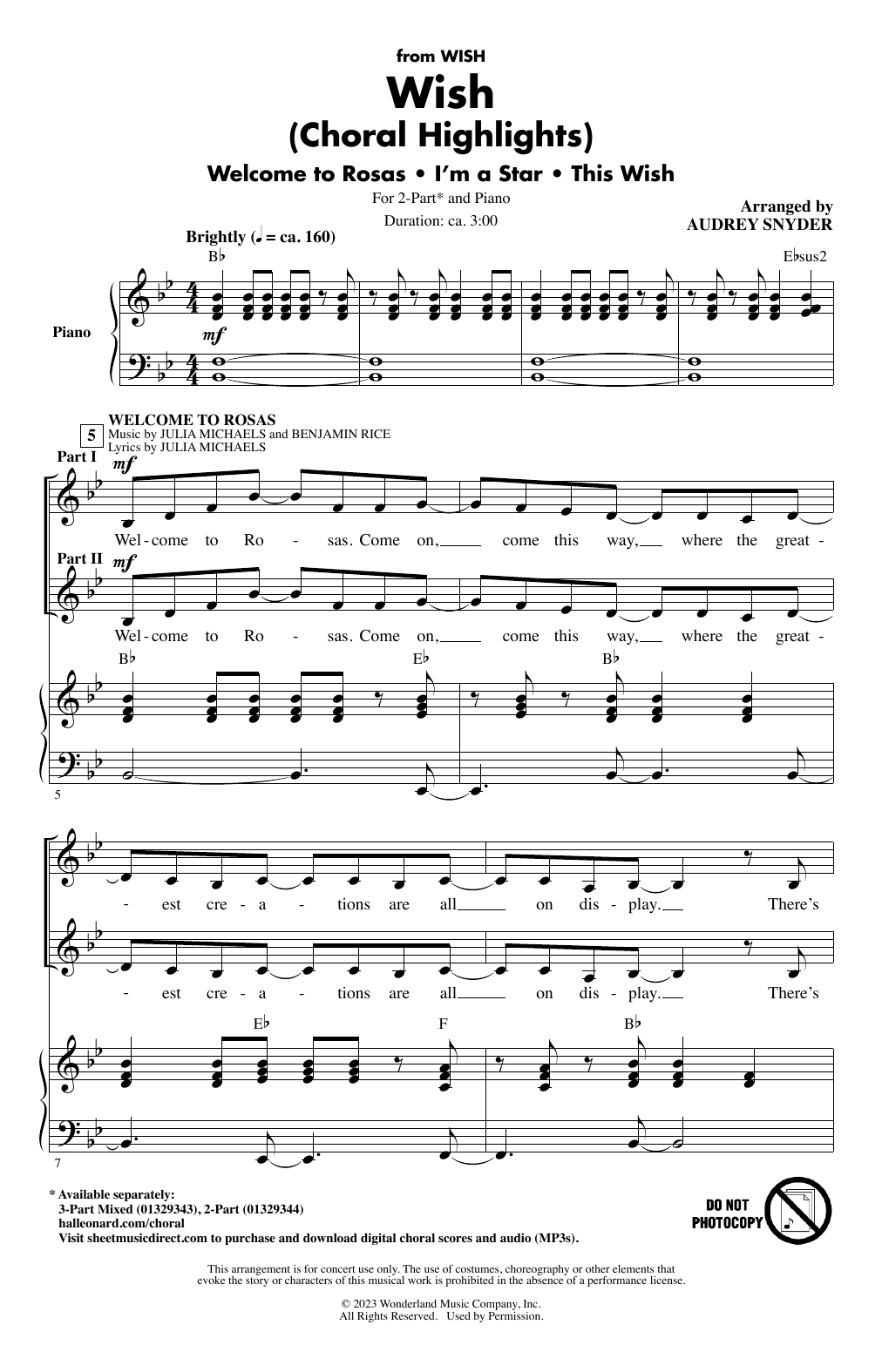 Audrey Snyder Wish (Choral Highlights) sheet music notes printable PDF score