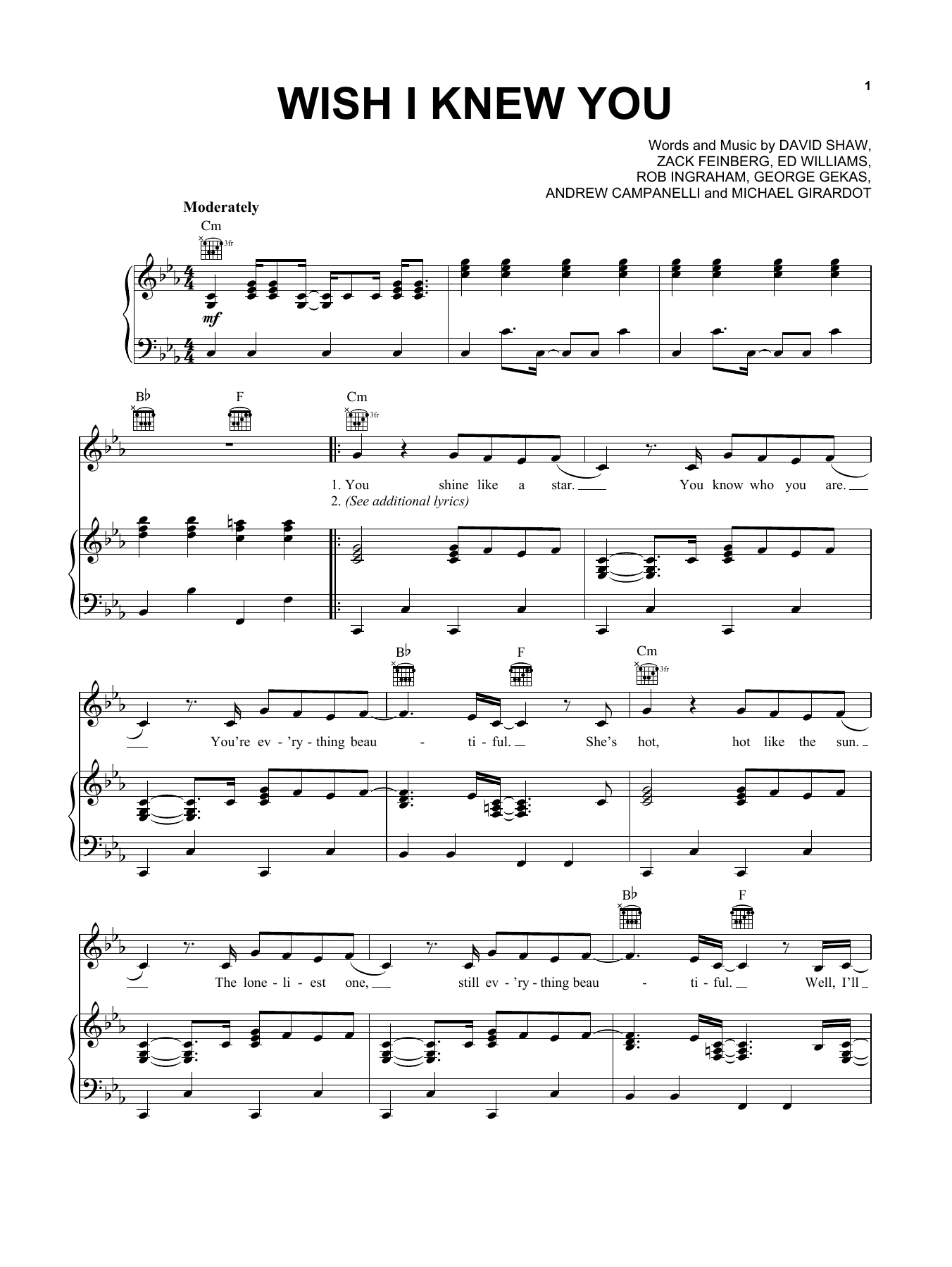 Download The Revivalists Wish I Knew You Sheet Music