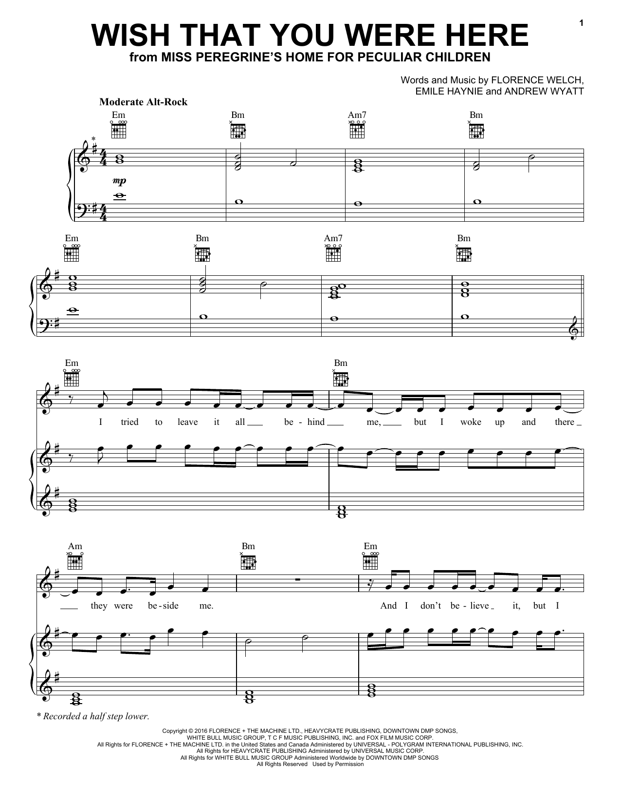 Download Florence And The Machine Wish That You Were Here Sheet Music