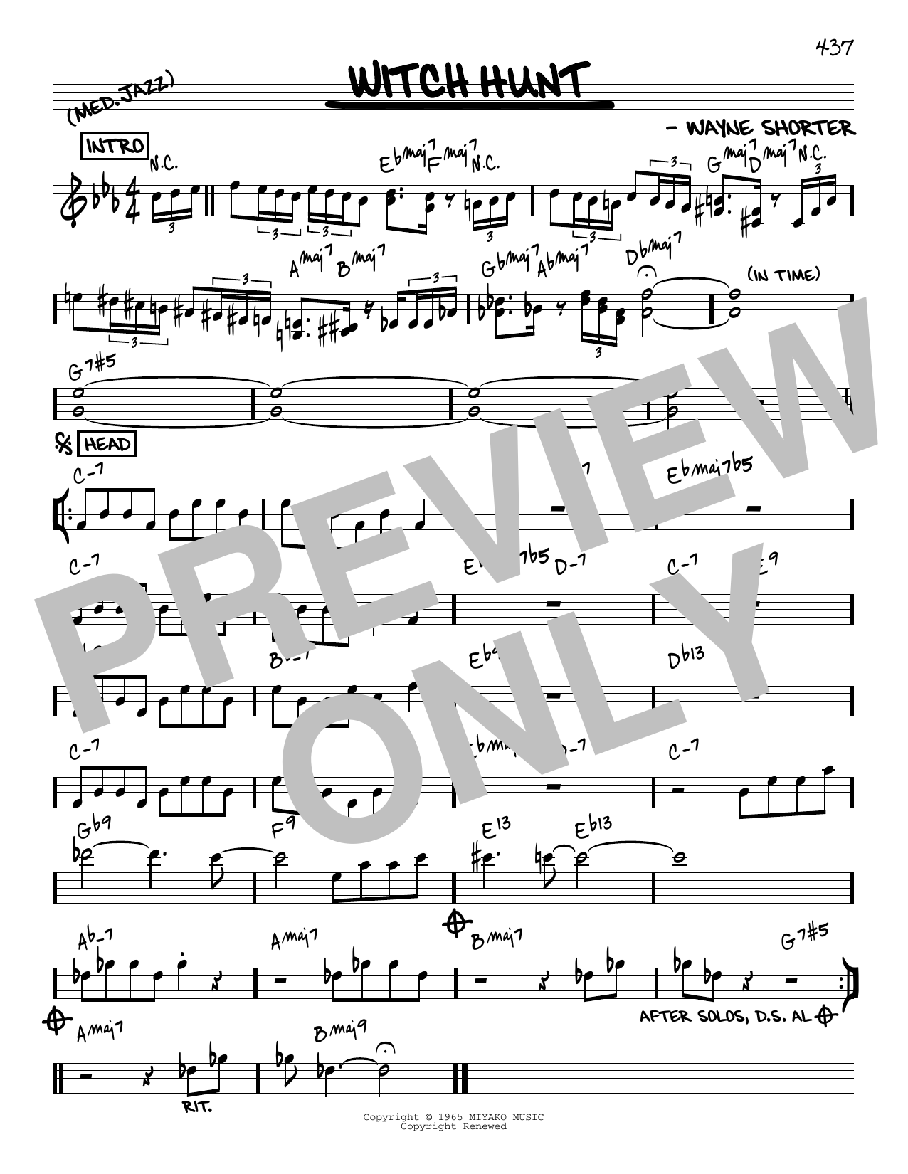 Download Wayne Shorter Witch Hunt [Reharmonized version] (arr. Sheet Music
