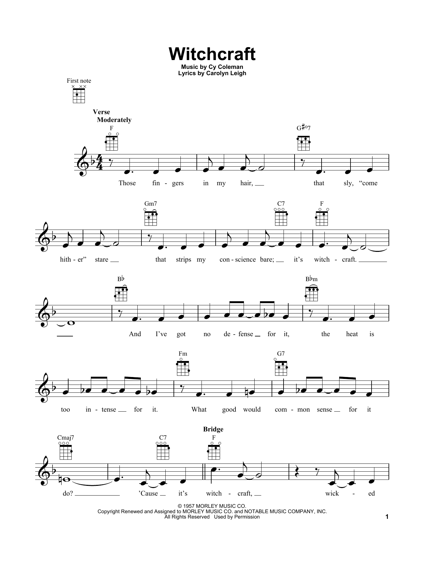 Download Carolyn Leigh Witchcraft Sheet Music
