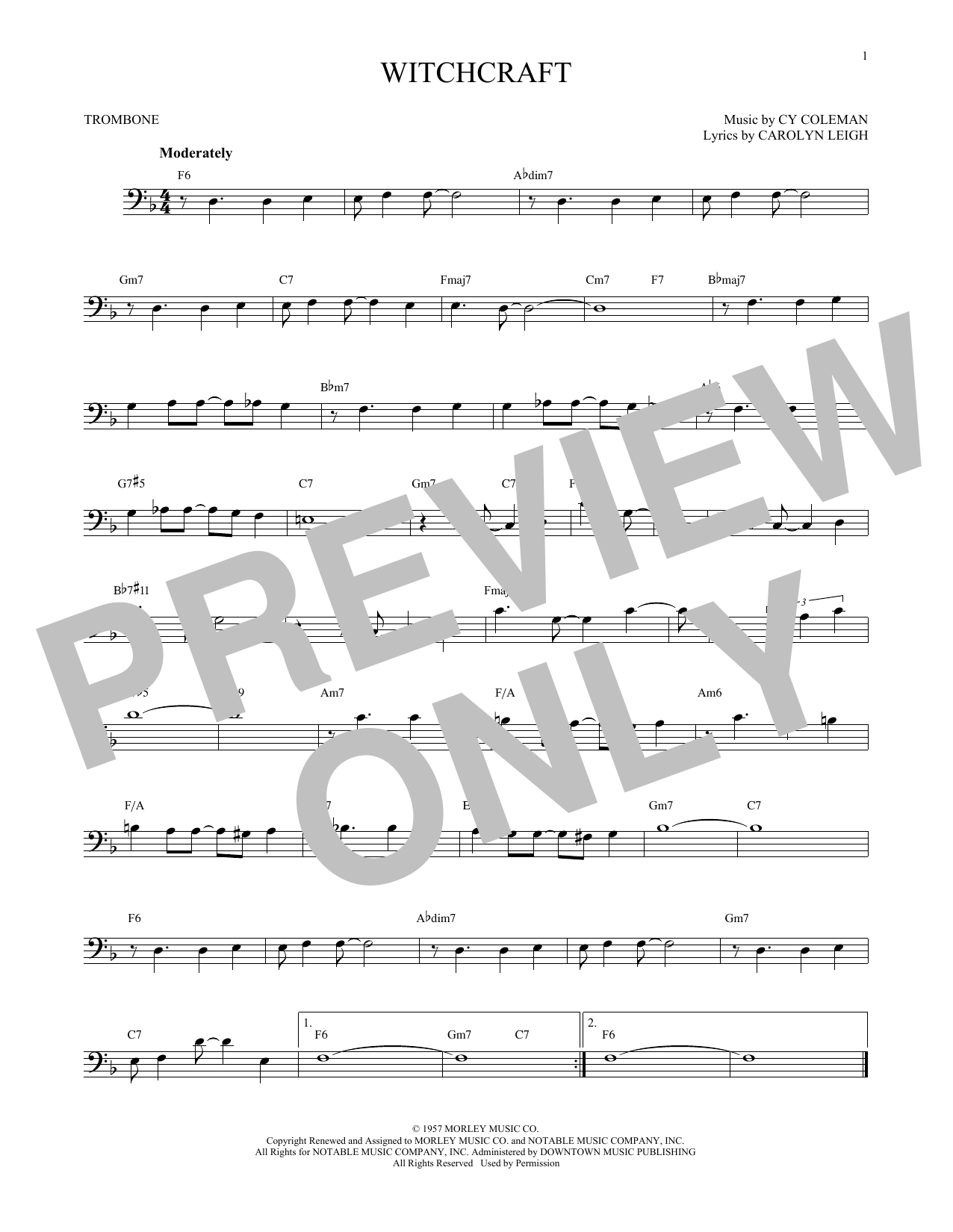 Download Cy Coleman Witchcraft Sheet Music