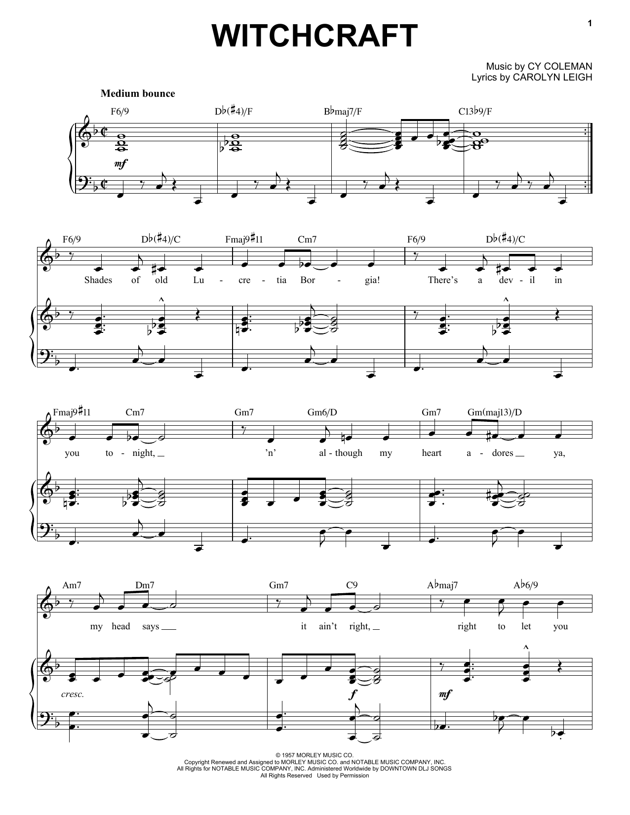 Download Cy Coleman Witchcraft [Jazz version] (arr. Brent E Sheet Music