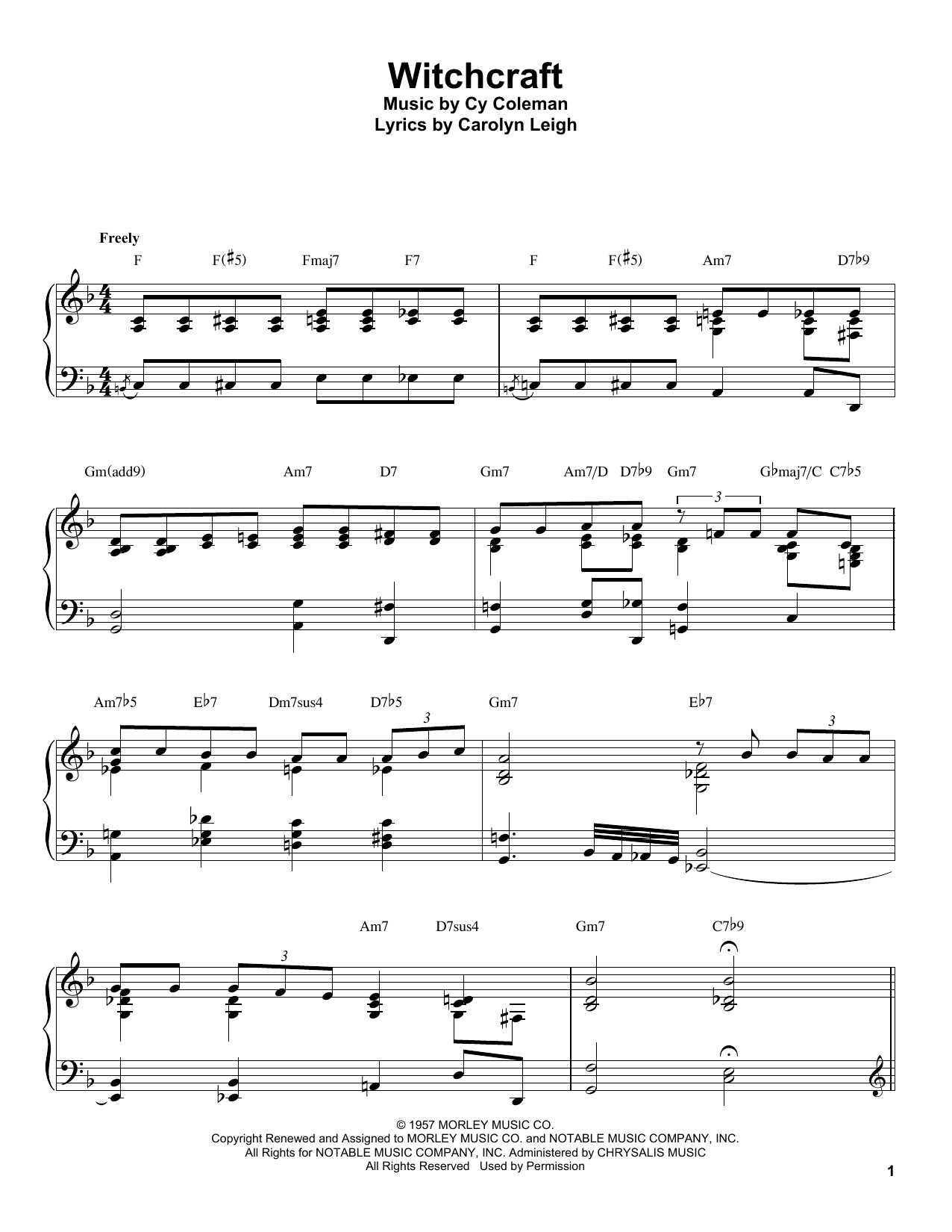 Download Oscar Peterson Witchcraft Sheet Music