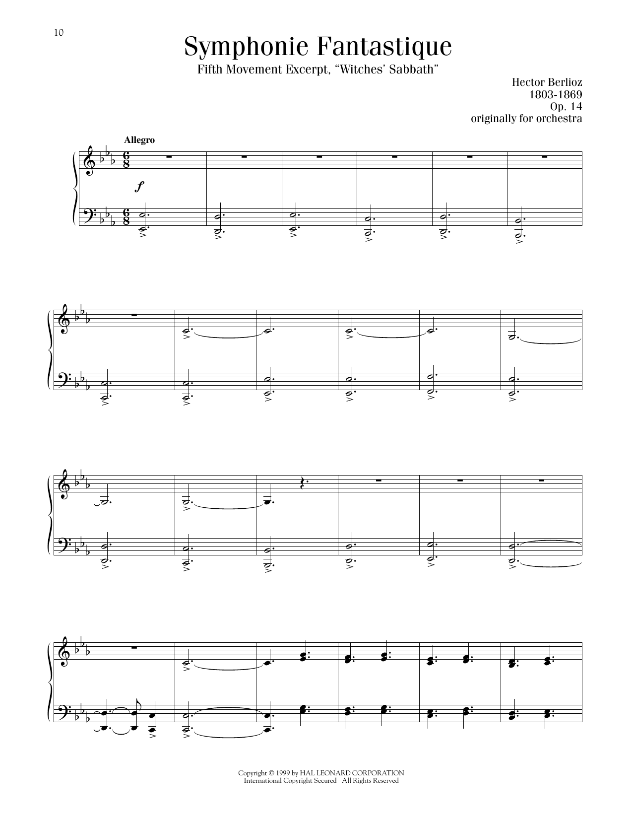 Hector Berlioz Witches' Sabbath sheet music notes printable PDF score