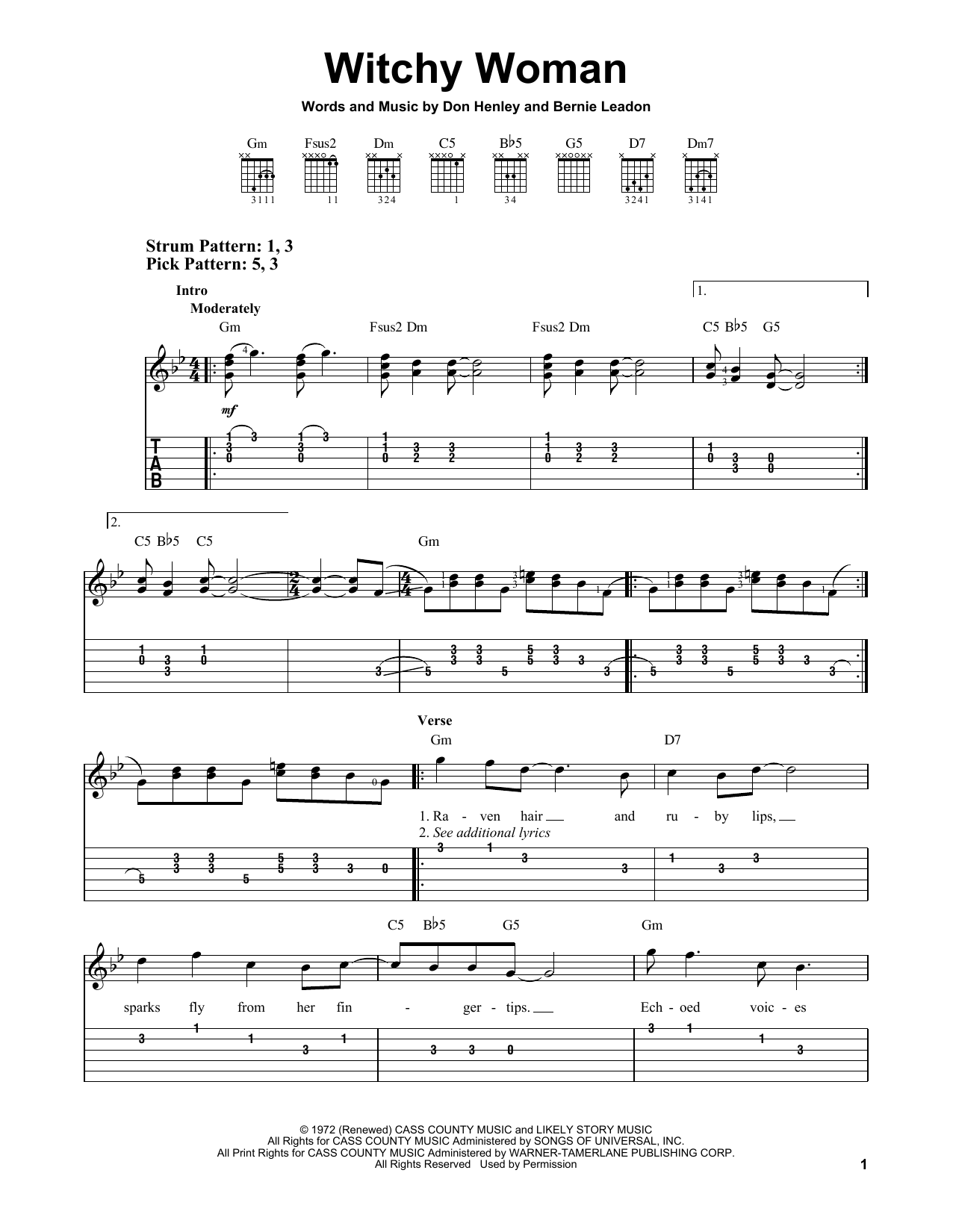 Download Eagles Witchy Woman Sheet Music