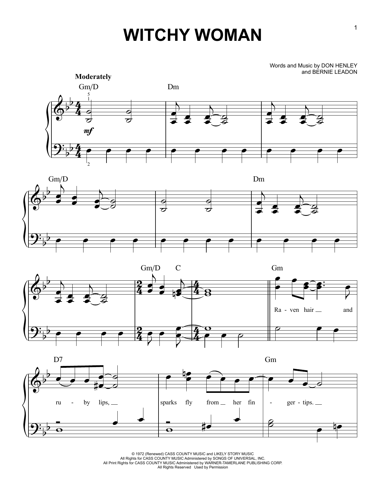 Download Eagles Witchy Woman Sheet Music