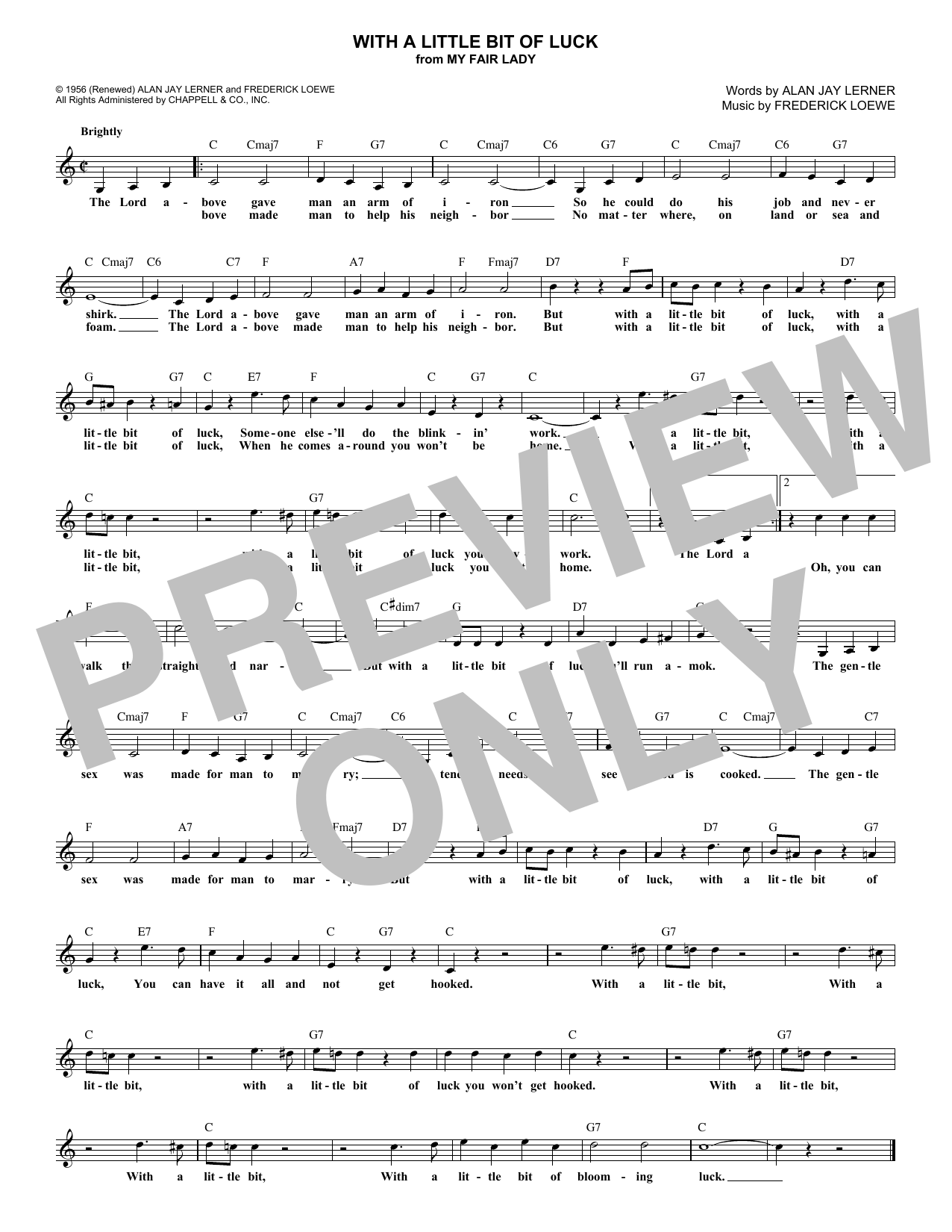 Download Frederick Loewe With A Little Bit Of Luck Sheet Music