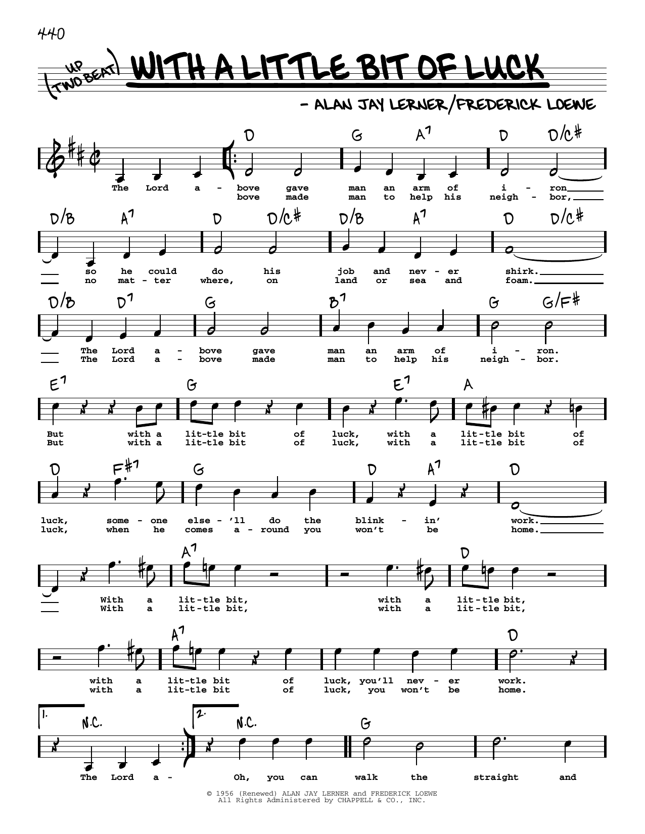 Download Lerner & Loewe With A Little Bit Of Luck (High Voice) Sheet Music