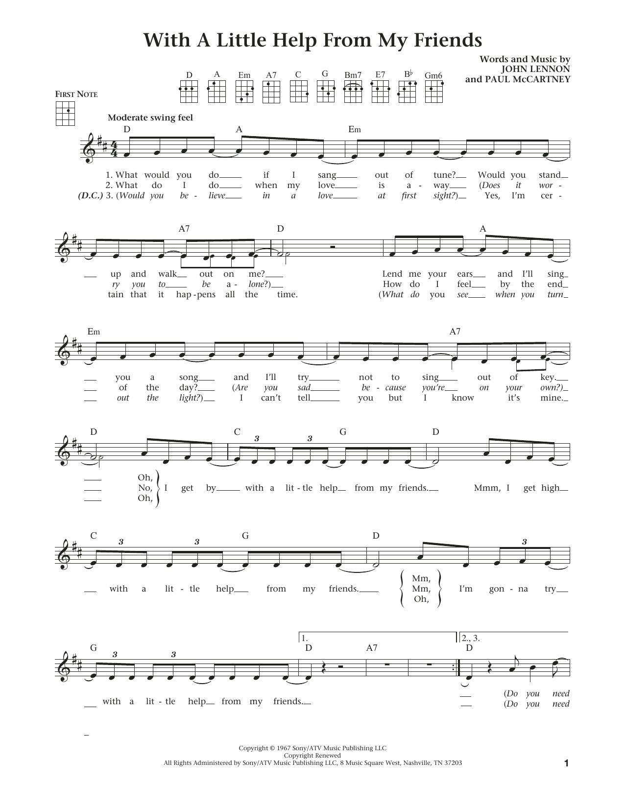 Download The Beatles With A Little Help From My Friends (fro Sheet Music