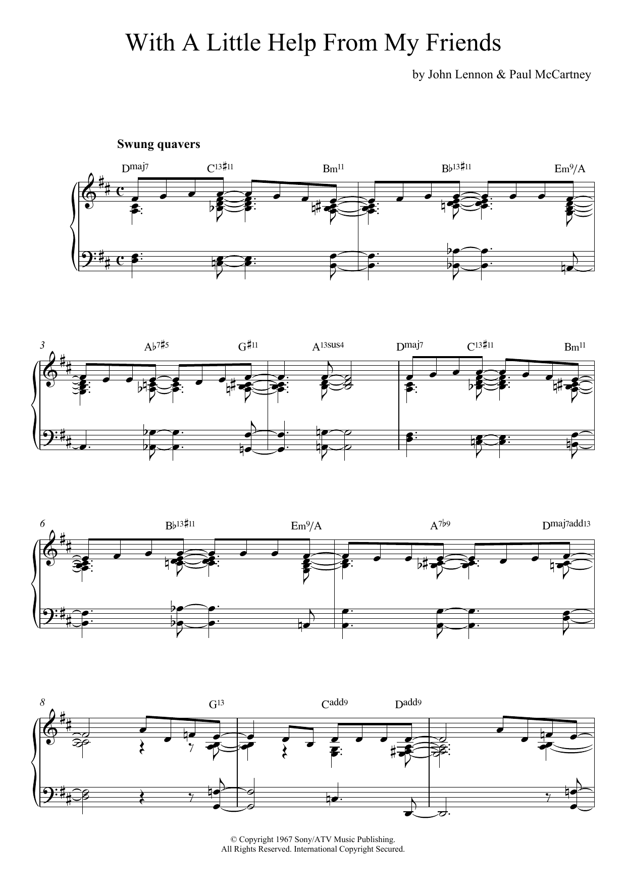 Download The Beatles With A Little Help From My Friends (jaz Sheet Music