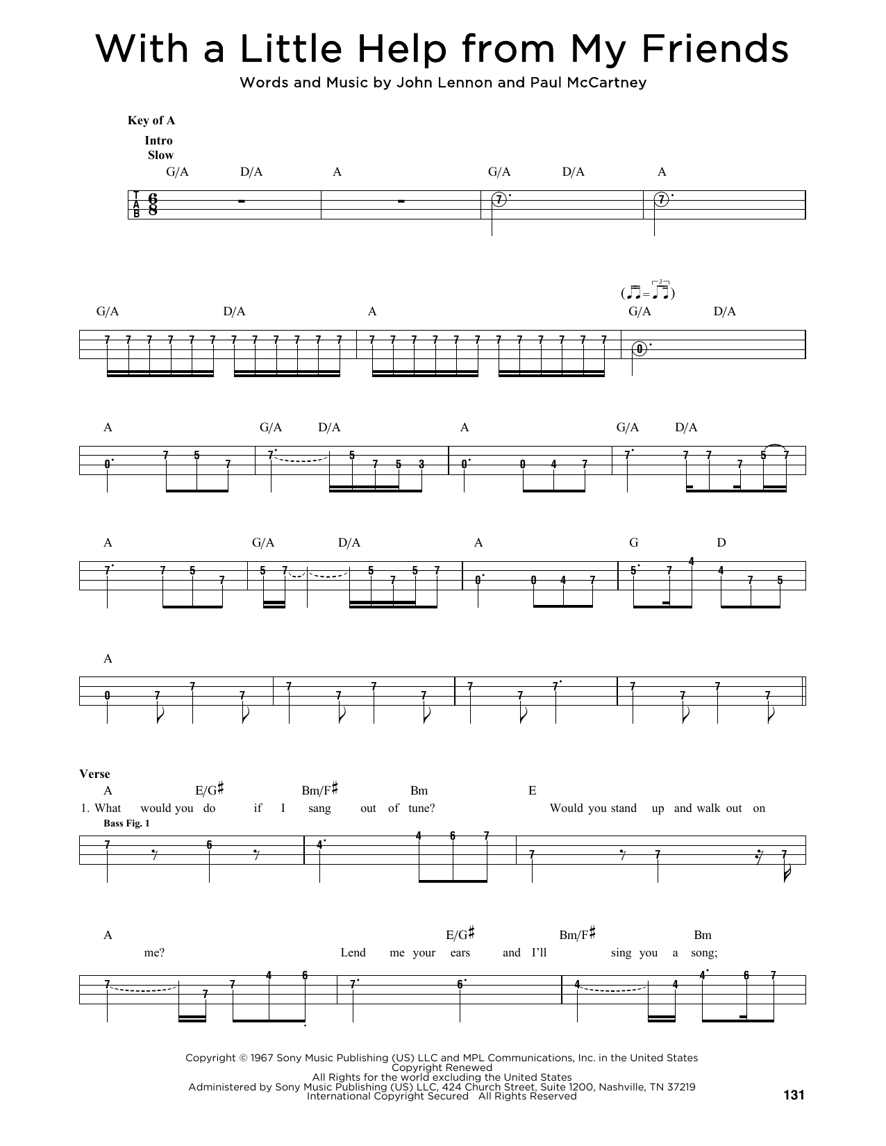 The Beatles With A Little Help From My Friends sheet music notes printable PDF score