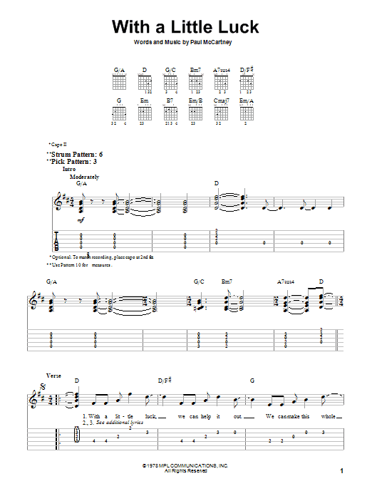 Download Paul McCartney & Wings With A Little Luck Sheet Music