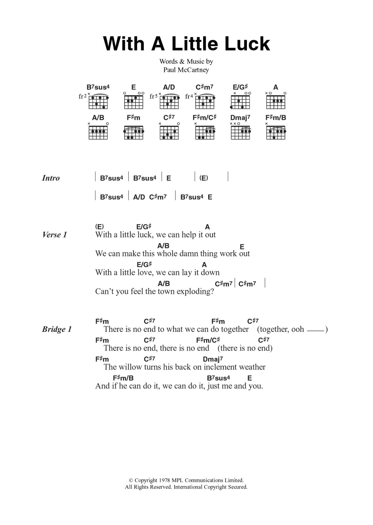 Download Wings With A Little Luck Sheet Music