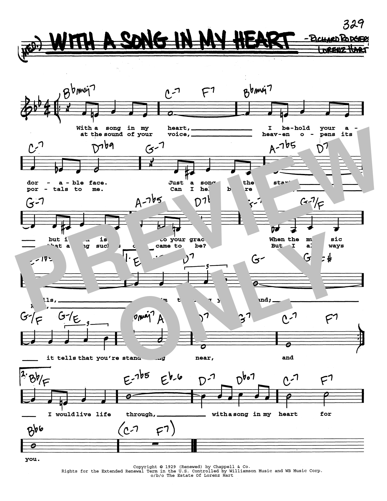 Rodgers & Hart With A Song In My Heart (Low Voice) sheet music notes printable PDF score