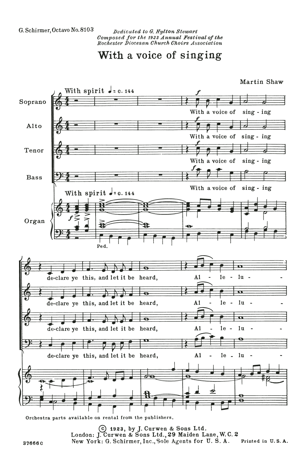 Download M. Shaw With A Voice Of Singing Sheet Music