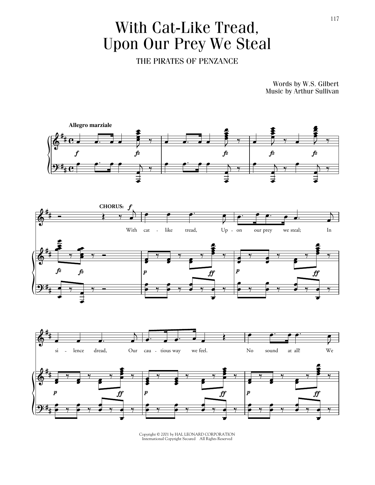 Gilbert & Sullivan With Cat-Like Tread (from The Pirates Of Penzance) sheet music notes printable PDF score