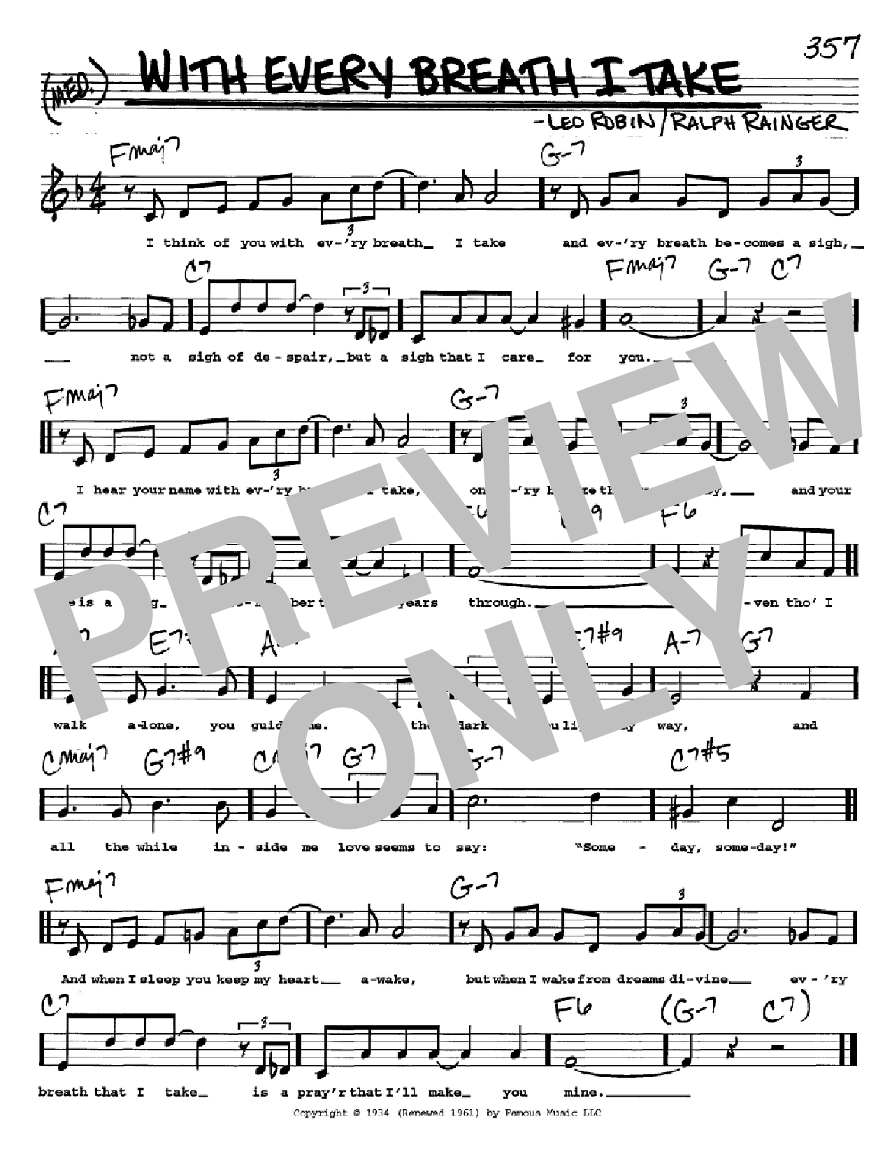 Download Leo Robin With Every Breath I Take Sheet Music