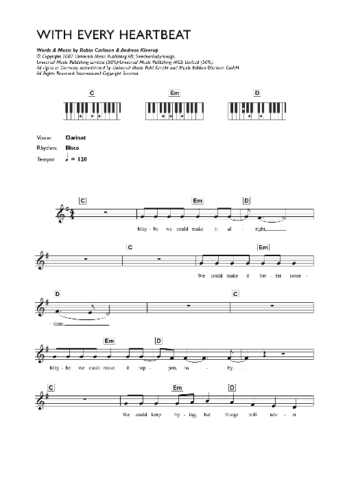 Download Robyn With Every Heartbeat Sheet Music