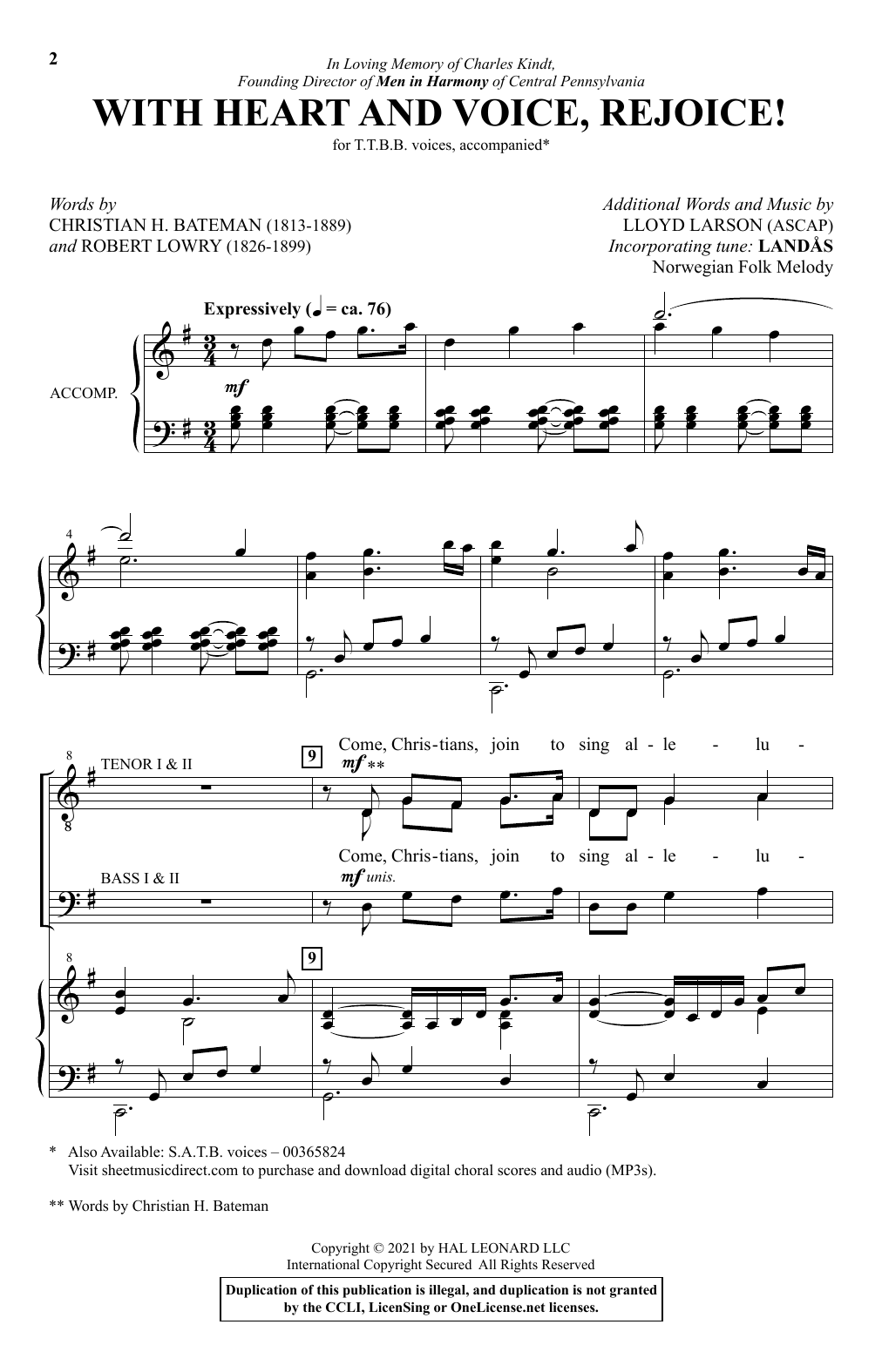 Download Lloyd Larson With Heart And Voice, Rejoice! Sheet Music