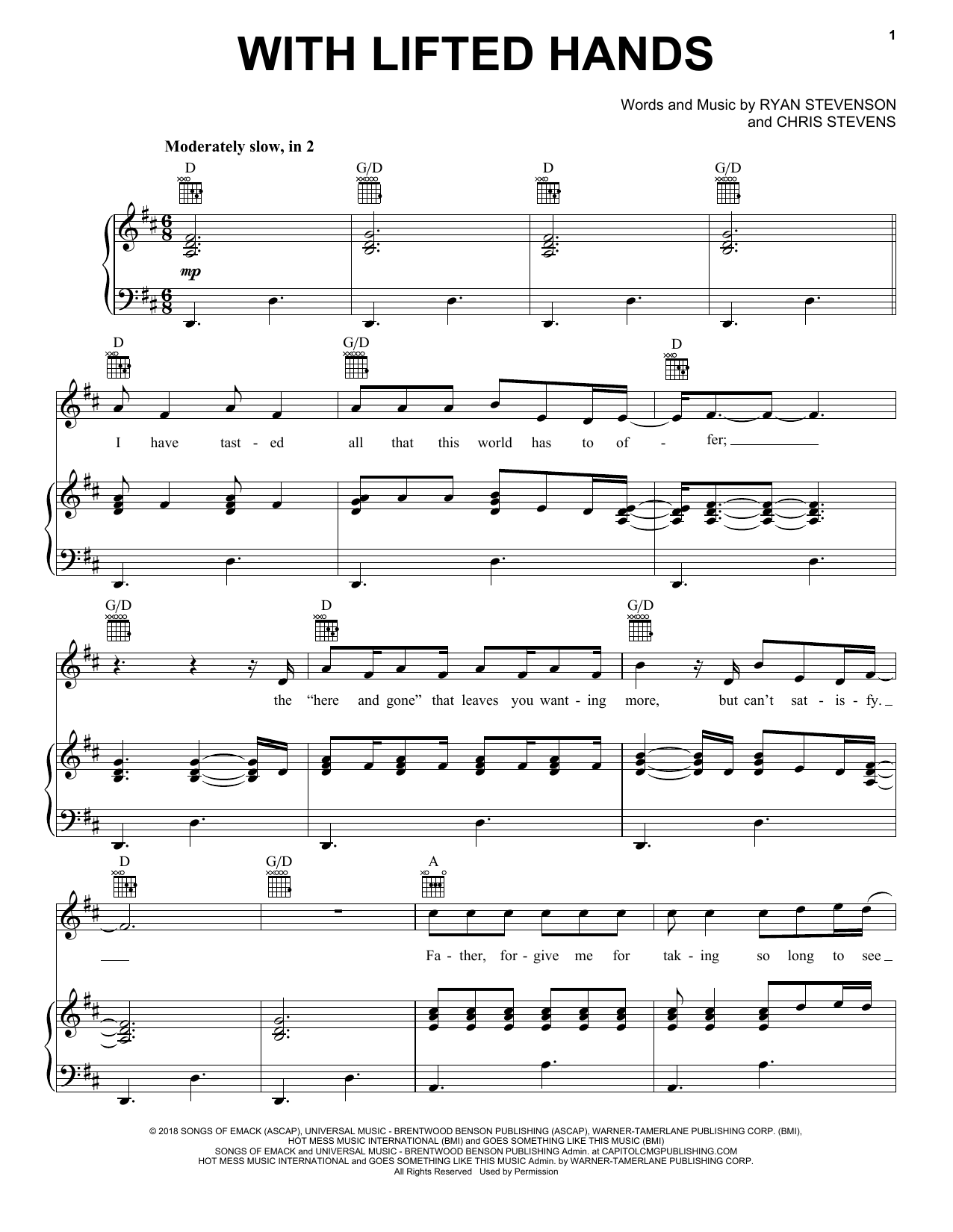 Download Ryan Stevenson With Lifted Hands Sheet Music