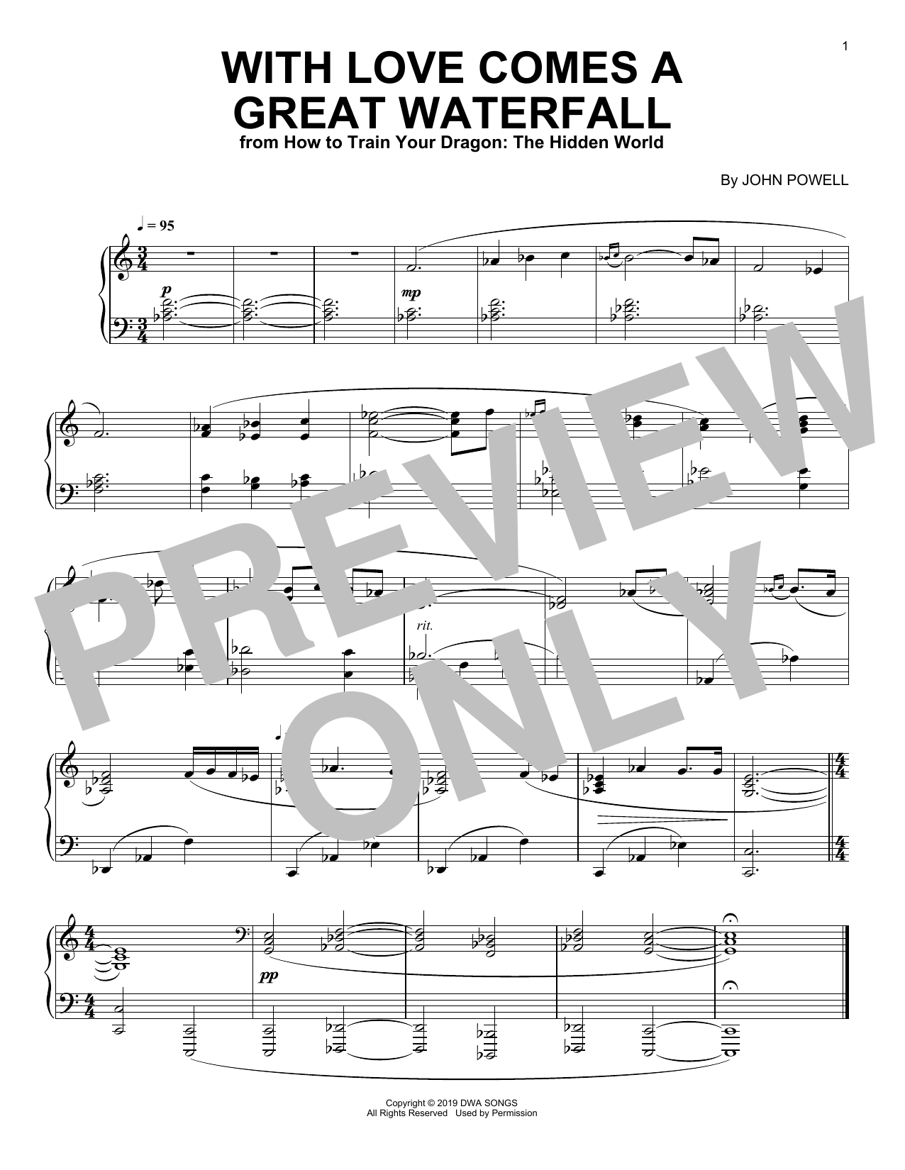 Download John Powell With Love Comes A Great Waterfall (from Sheet Music