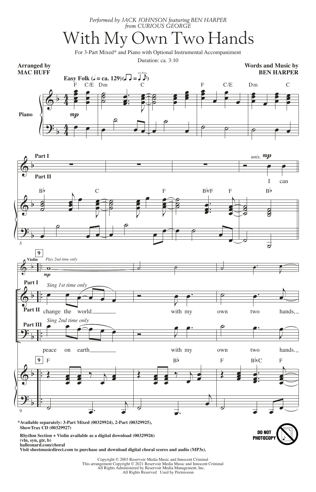 Download Ben Harper With My Own Two Hands (from Curious Geo Sheet Music