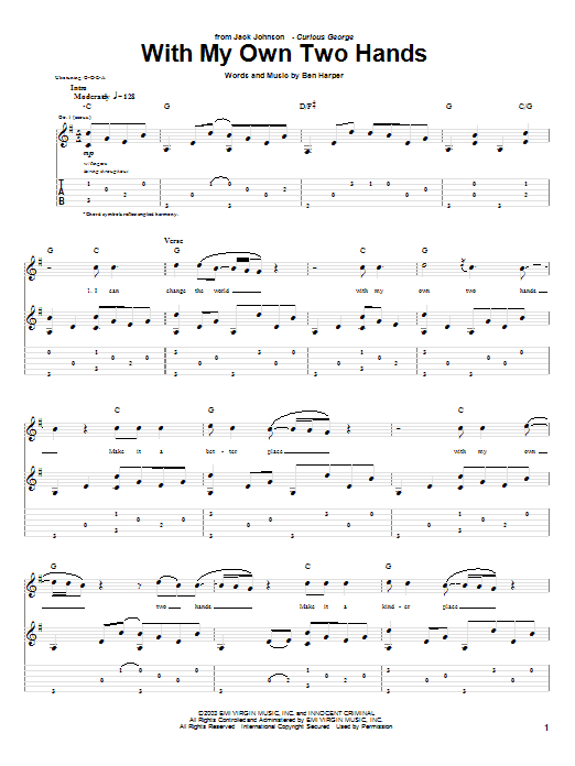Download Jack Johnson With My Own Two Hands Sheet Music