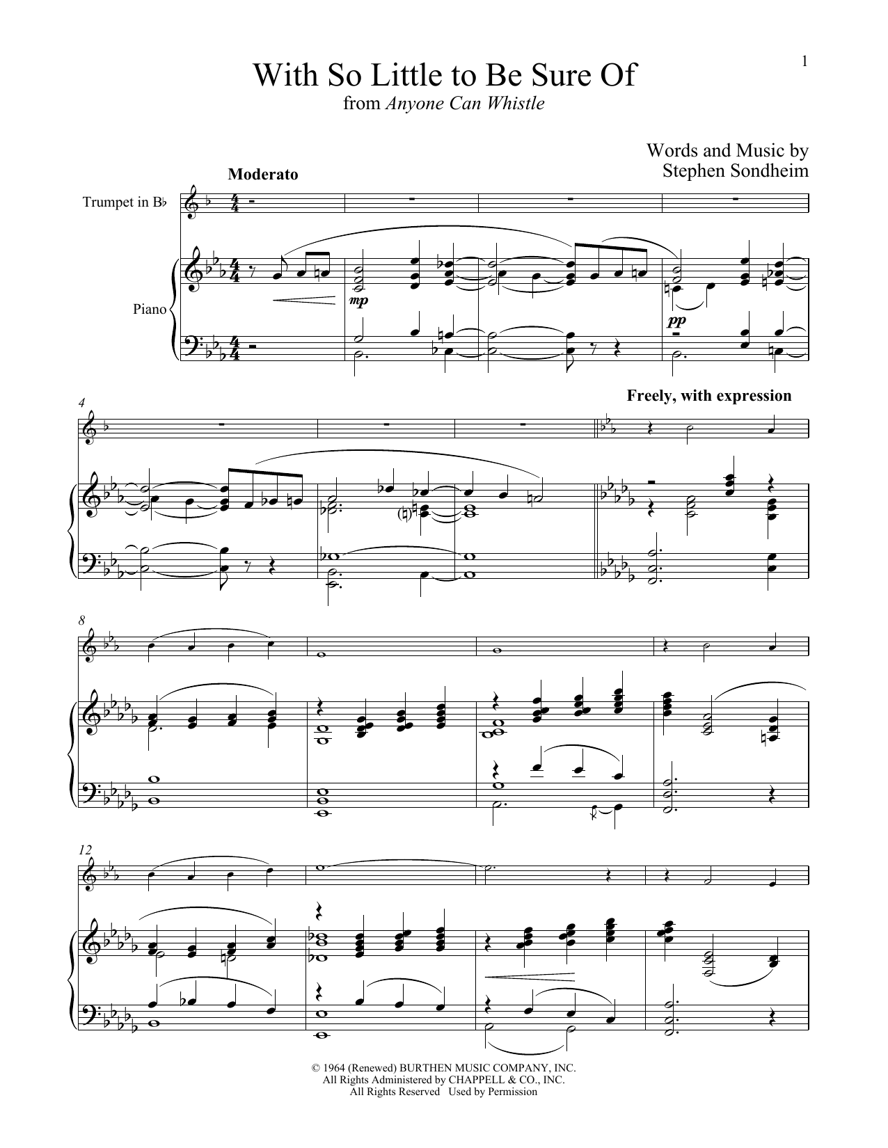 Download Stephen Sondheim With So Little To Be Sure Of (from Anyo Sheet Music