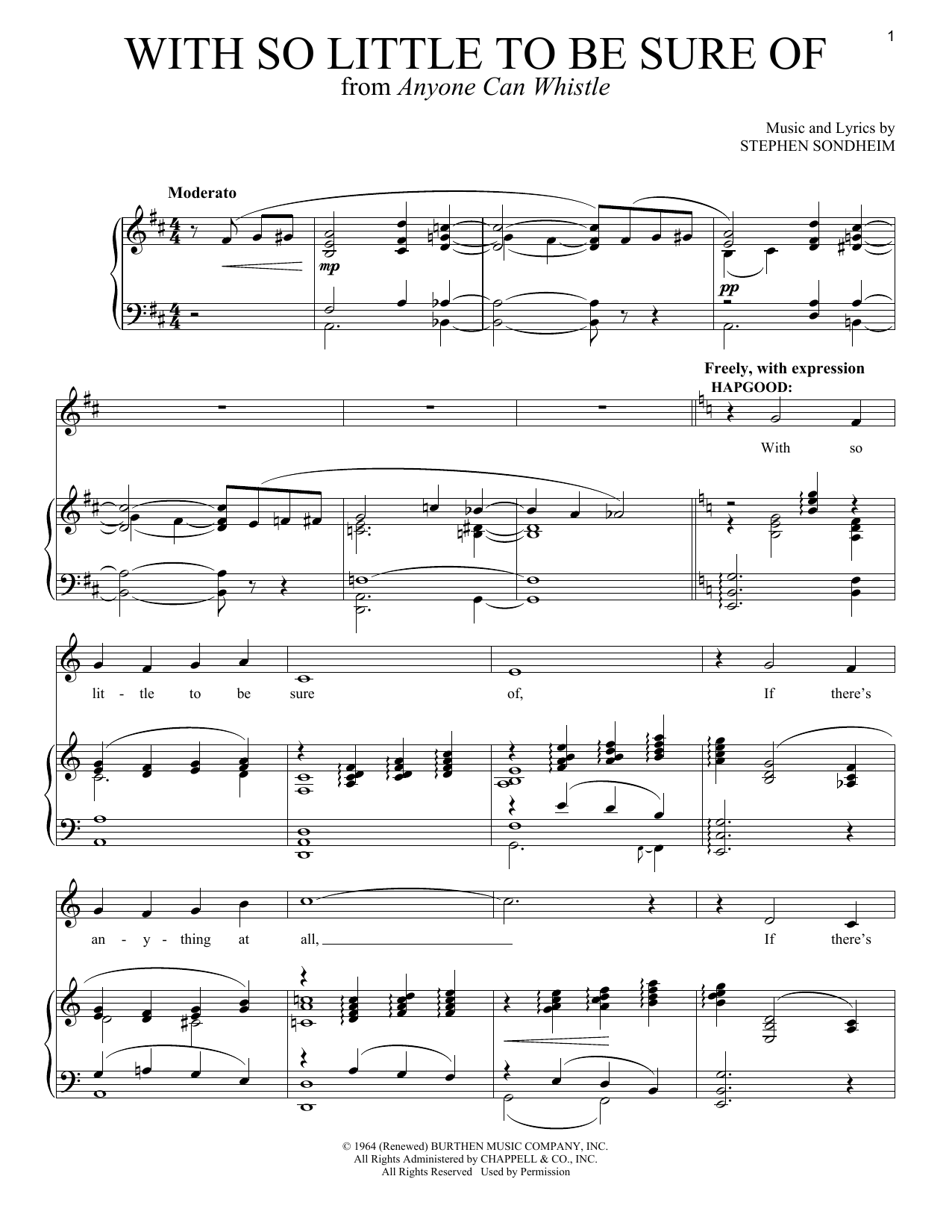 Download Stephen Sondheim With So Little To Be Sure Of Sheet Music