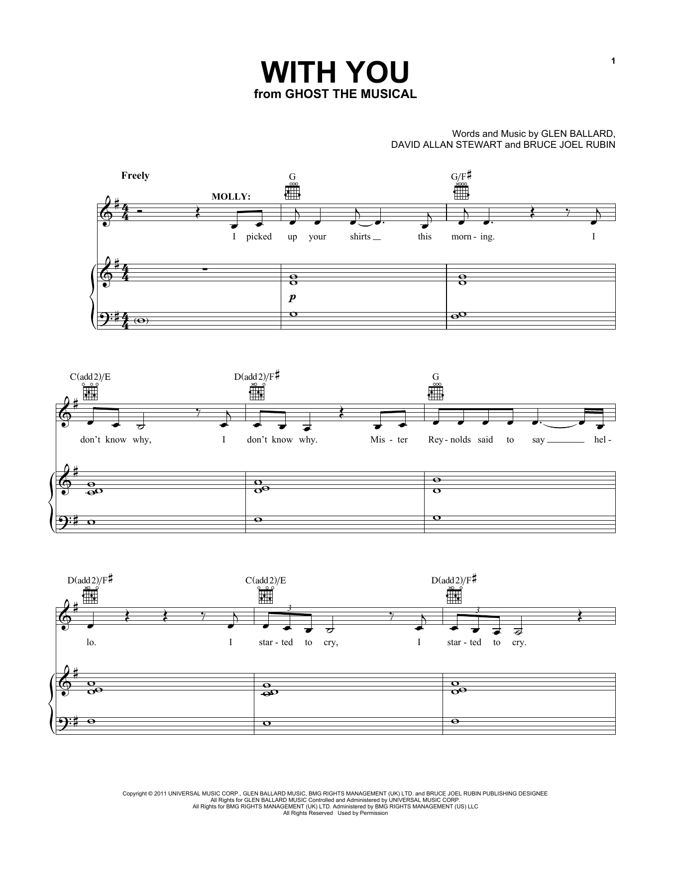 Download Glen Ballard With You (from Ghost - The Musical) Sheet Music