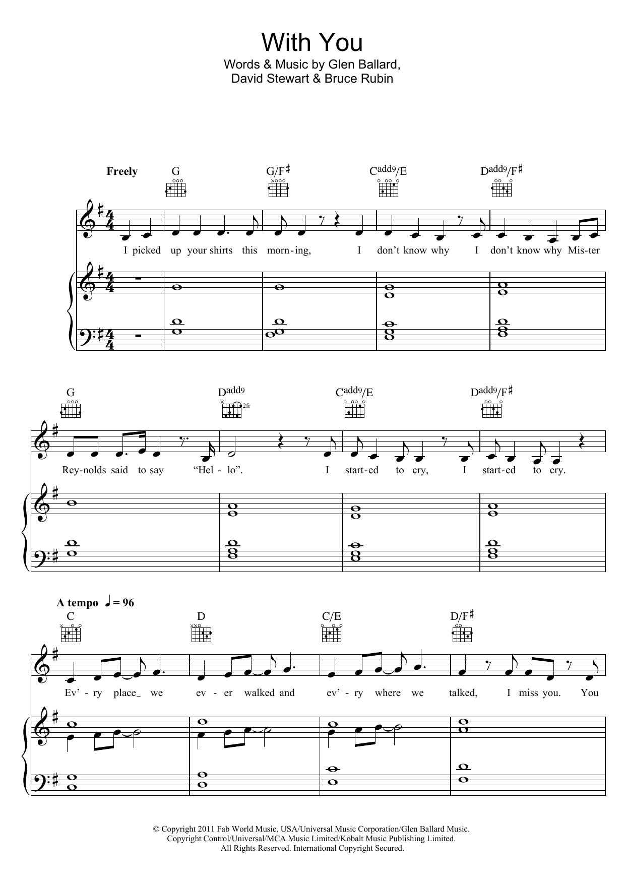 Download Glen Ballard With You (from Ghost The Musical) Sheet Music