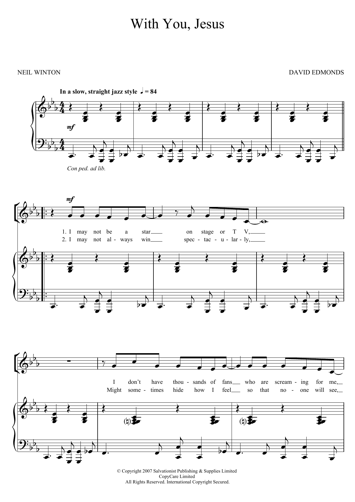 Download The Salvation Army With You, Jesus Sheet Music