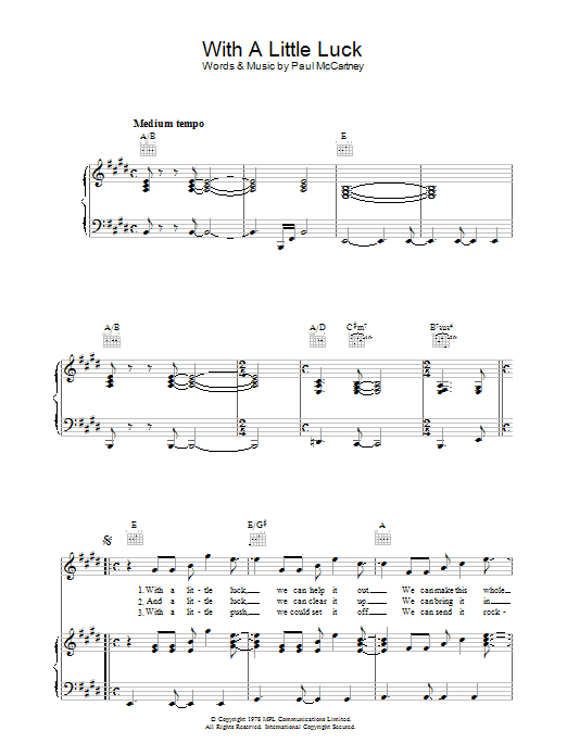 Download Paul McCartney & Wings With A Little Luck Sheet Music
