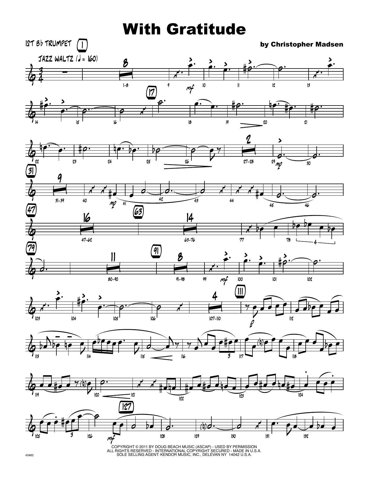 Download Christopher Madsen With Gratitude - 1st Bb Trumpet Sheet Music