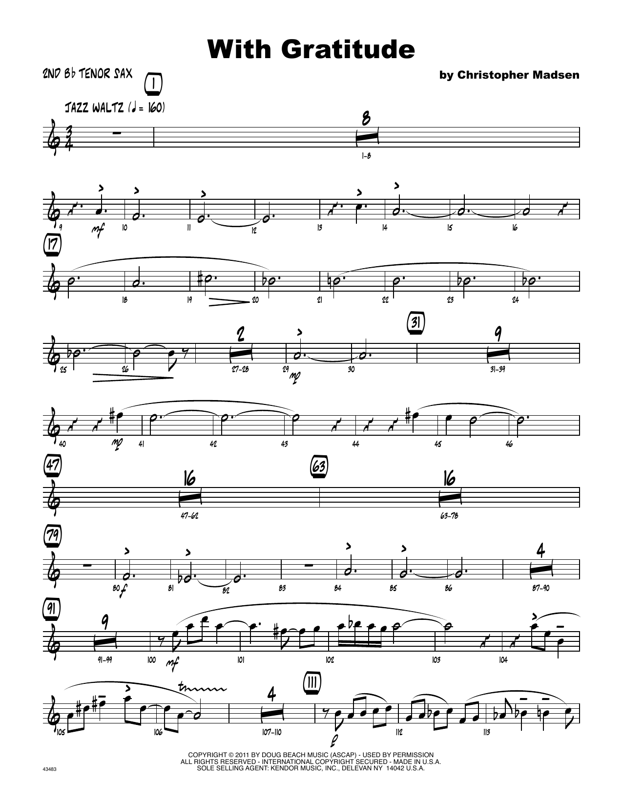 Download Christopher Madsen With Gratitude - 2nd Bb Tenor Saxophone Sheet Music