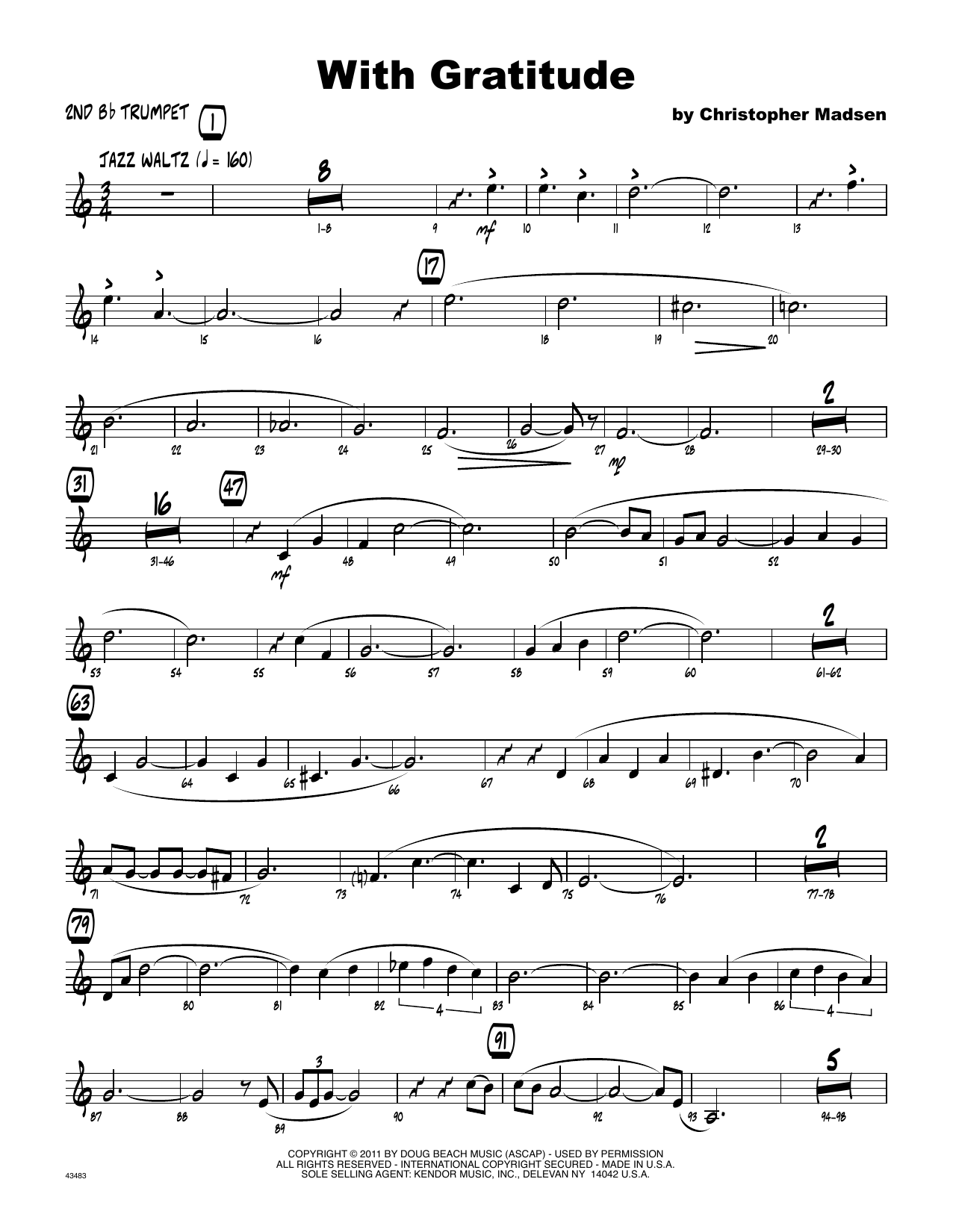 Download Christopher Madsen With Gratitude - 2nd Bb Trumpet Sheet Music