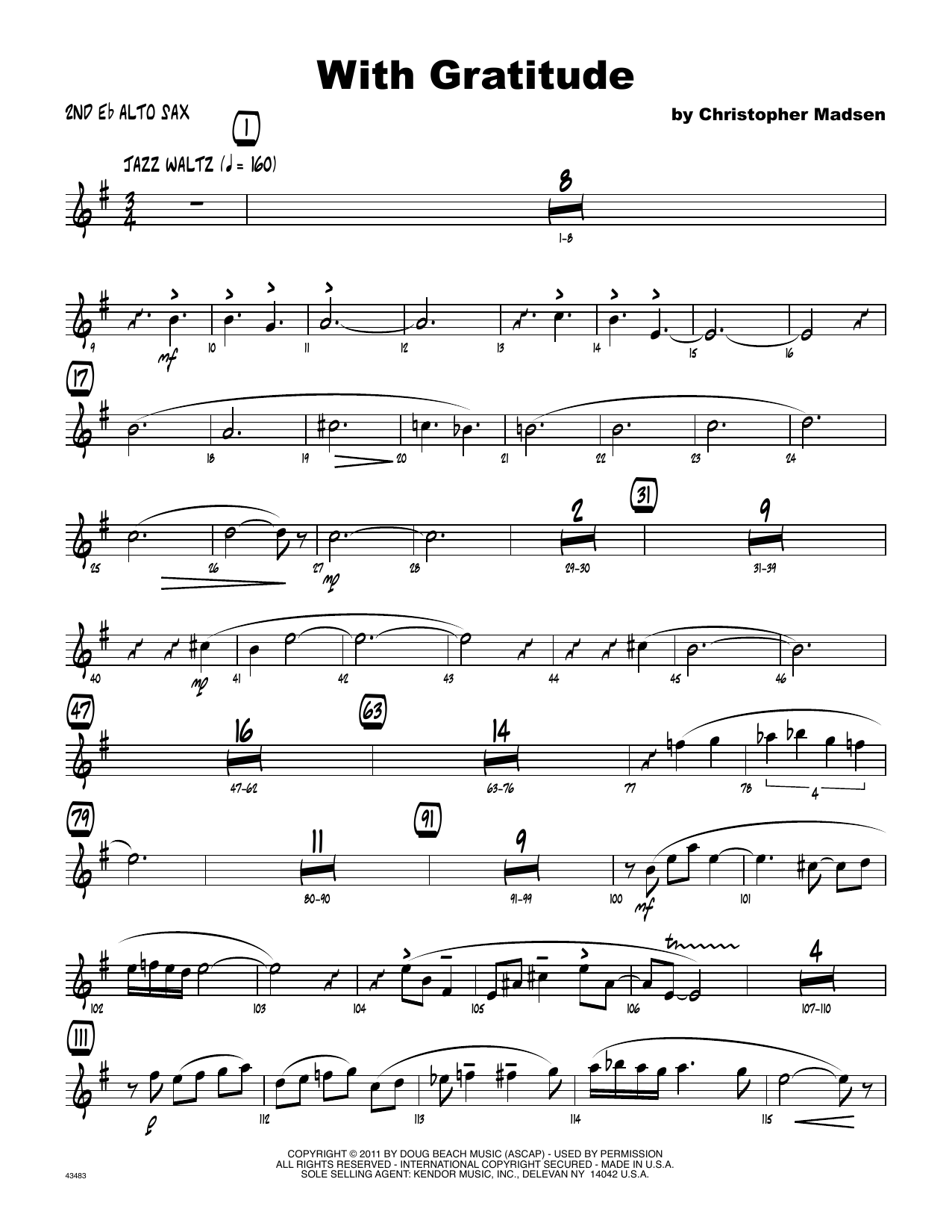 Download Christopher Madsen With Gratitude - 2nd Eb Alto Saxophone Sheet Music