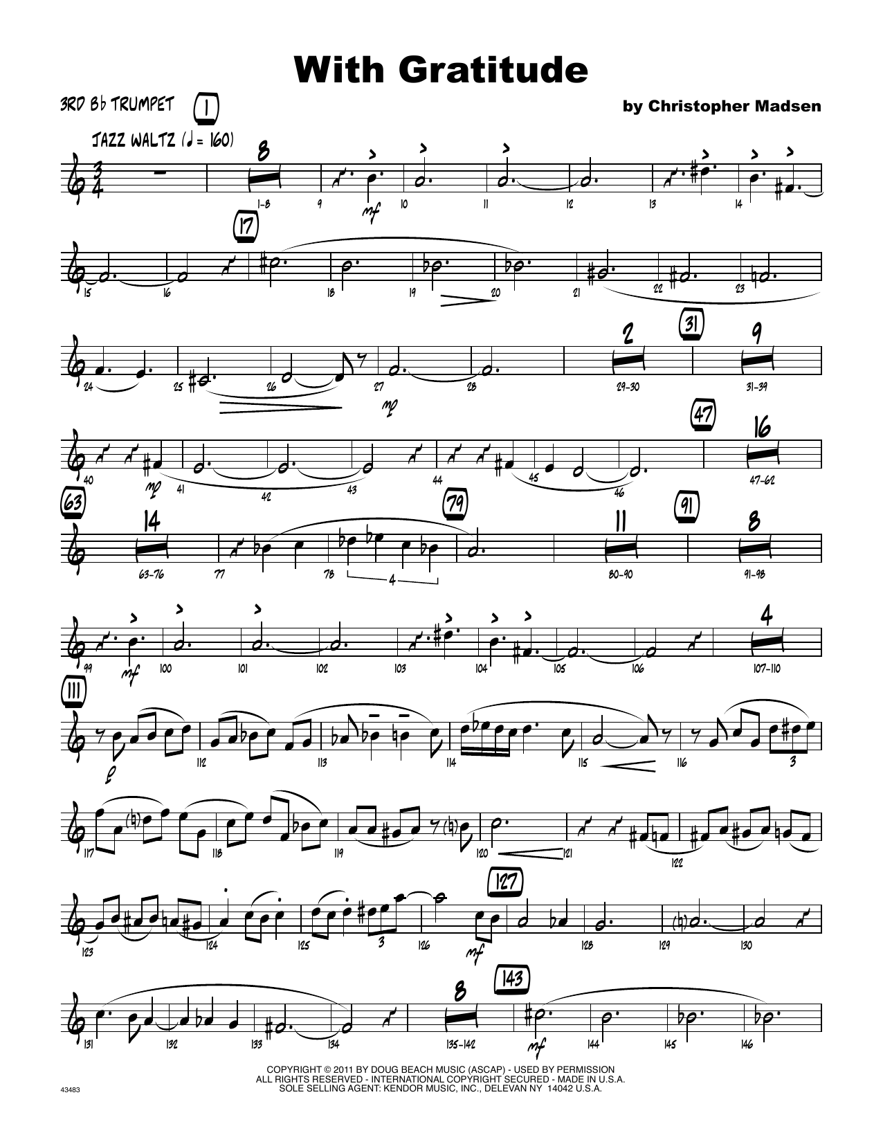 Download Christopher Madsen With Gratitude - 3rd Bb Trumpet Sheet Music