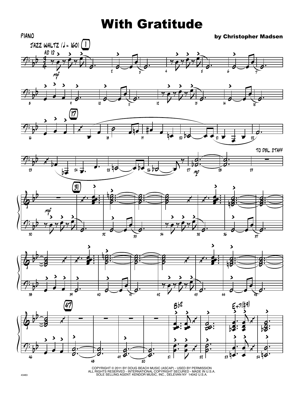 Download Christopher Madsen With Gratitude - Piano Sheet Music