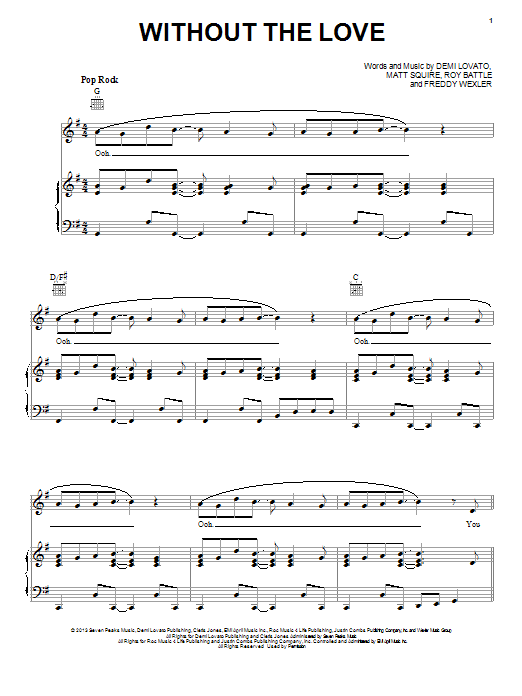 Download Demi Lovato Without The Love Sheet Music