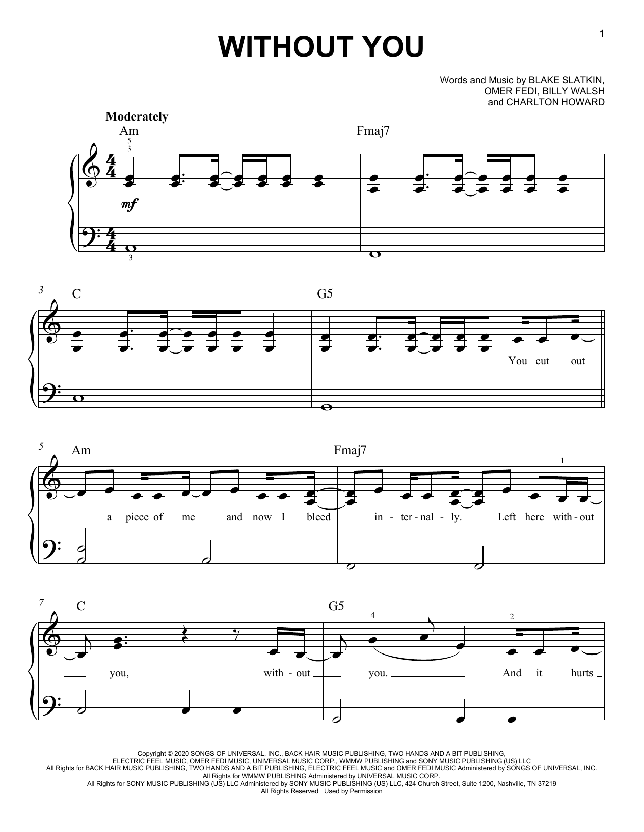 The Kid LAROI Without You sheet music notes printable PDF score