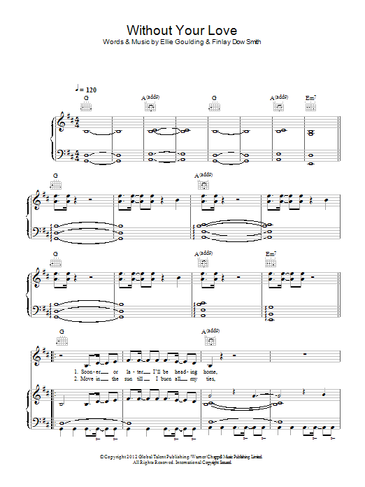 Download Ellie Goulding Without Your Love Sheet Music