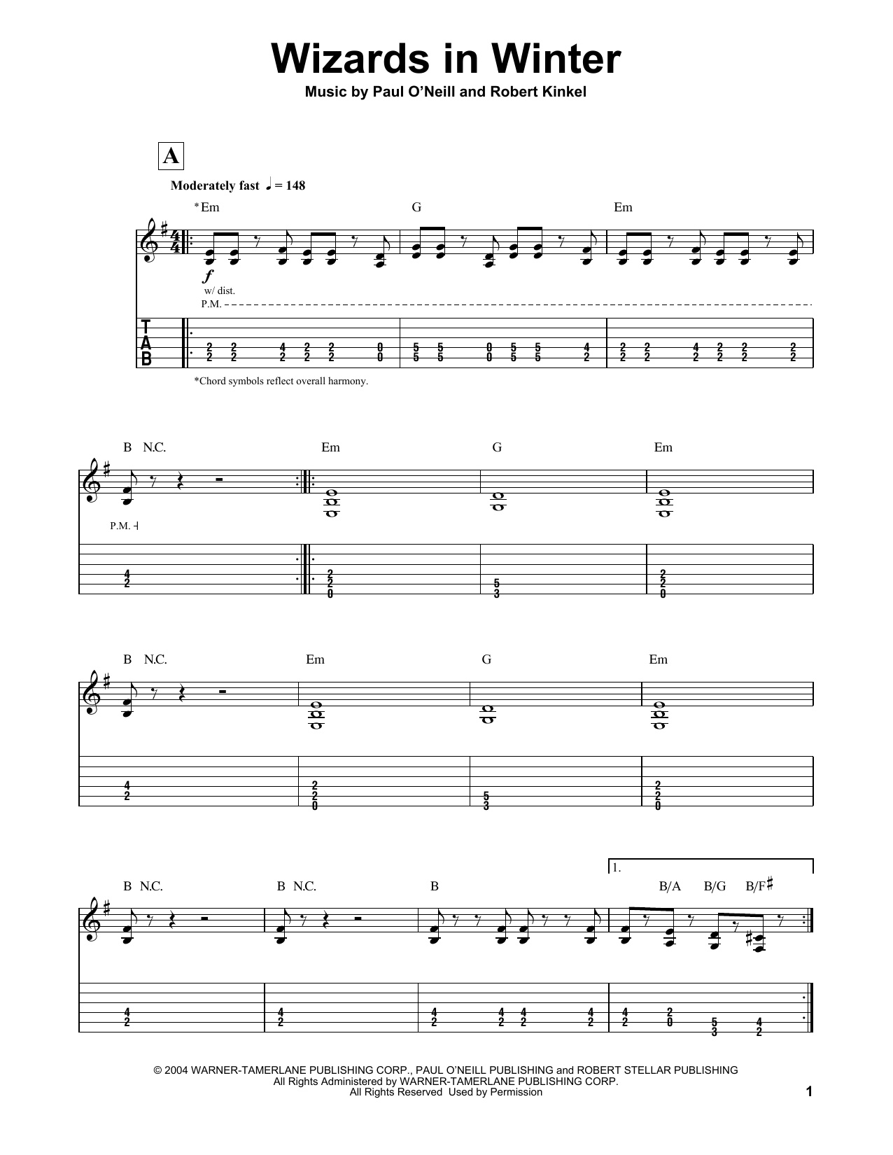 Download Trans-Siberian Orchestra Wizards In Winter Sheet Music