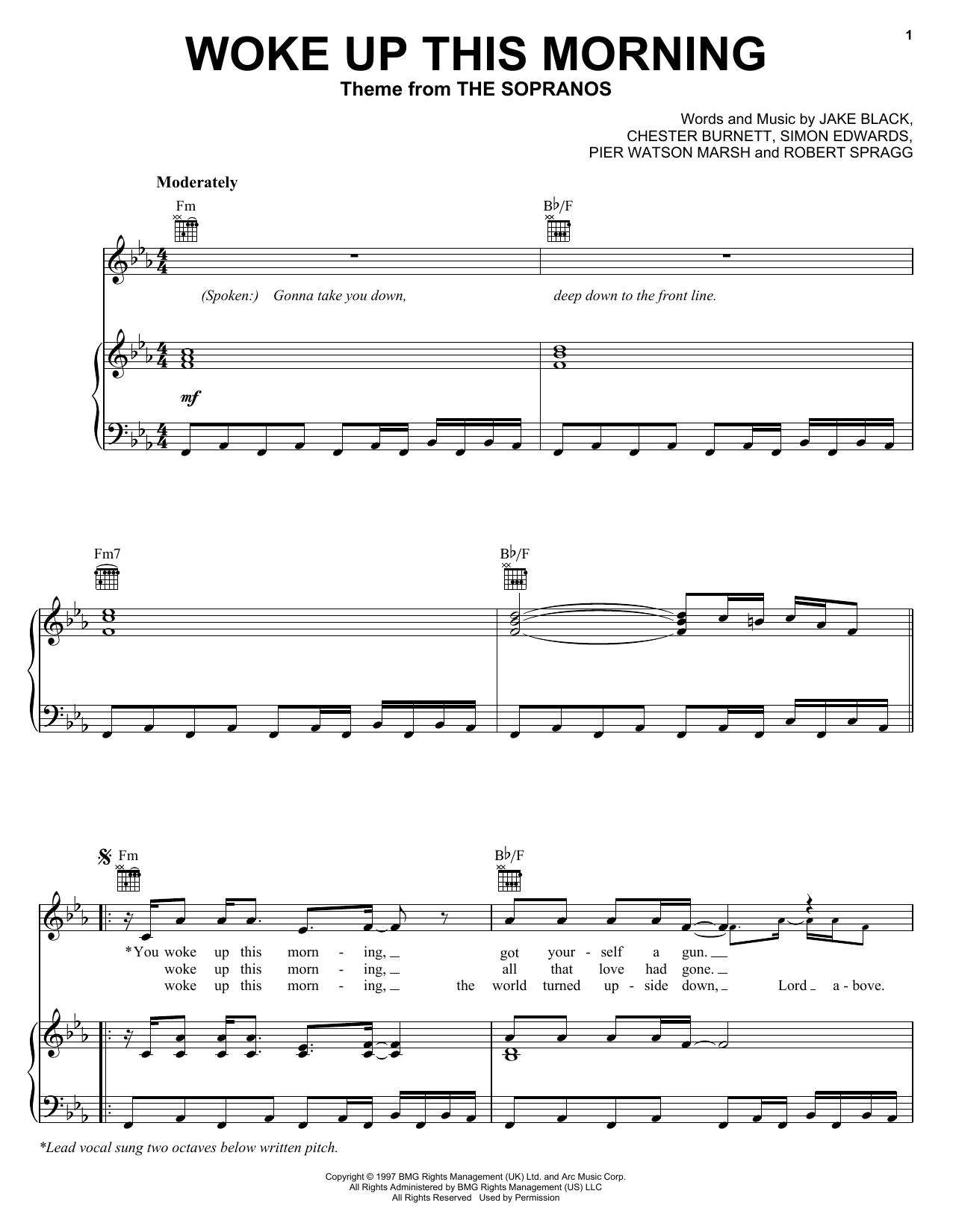 Download Alabama 3 Woke Up This Morning (Theme from The So Sheet Music